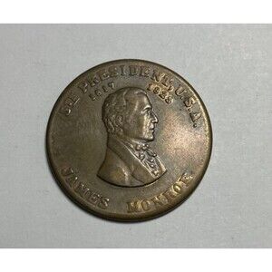James Monroe The Last‎ Cocked Hat Copper Token Medal - 82357